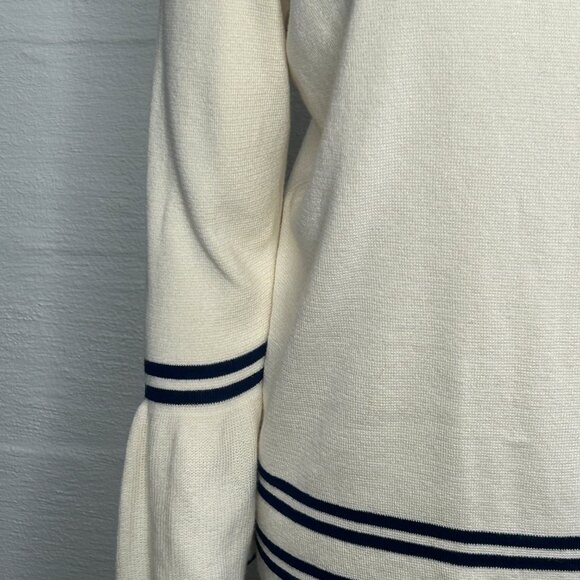 Lane Bryant Sweater Cream & Navy Women's 14/16 NEW with Tags  Cold Shoulder - Picture 5 of 15